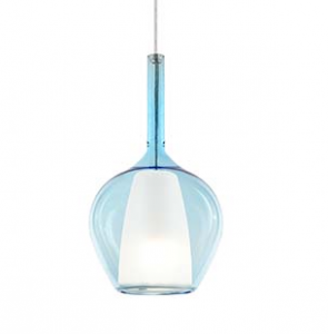 Szklana niebieska lampa wisząca nowoczesna designerska salonowa dekoracyjna Kalique sp1-1 d18 359960 Ideal Lux 