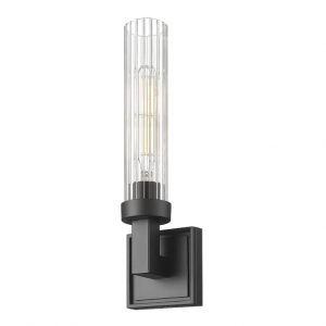 Kinkiet czarna tubka z ryflowanego szkła minimalistyczny klasyczny dekoracyjny QUINCY W01842BK Cosmo Light
