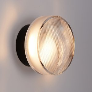 Okrągły kinkiet LED nowoczesny transparentny klasyczny minimalistyczny uniwersalny klosz w prążki CARMELLO ST-DL-8535 black Step Into Design 