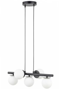 Czarna lampa wisząca na listwie białe kule Avola 5 zwis Sigma 40787