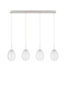 Lampa wisząca wielopunktowa LED srebrna owalna szklana minimalistyczna uniwersalna Luces Exclusivas