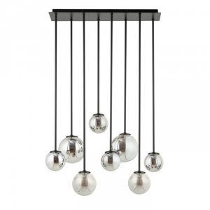 Czarna Lampa Wisząca Minimalistyczna Szare Szklane Klosze TULIA 33494 SIGMA