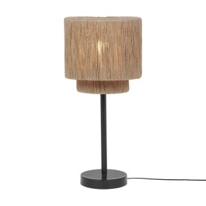 Nowoczesna lampa stołowa nocna metalowa abażur z juty kolor naturalny rystykalna boho industrialna SMILLA 566800136 Trio