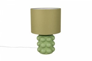 Lampka nocna stołowa ceramiczna podstawa tkaninowy abażur zielona nowoczesna designerska KATE R56481915 Rl
