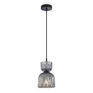  Lampa wisząca Italux Balme PND-3619-1-BK-SG pojedyncza czarna / dymione szkło