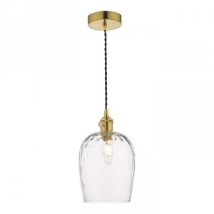 Mosiądzowana Lampa Wisząca Vintage Szklany Klosz HADANO HAD0140-03 DAR LIGHTING