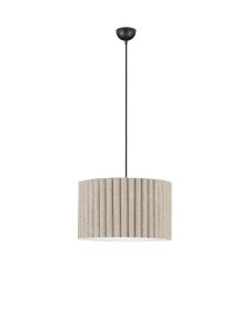 Lampa wisząca brązowy lniany abażur plisowany okrągły nowoczesna minimalistyczna dekoracyjna Luces Exclusivas