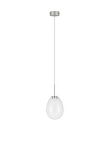 Lampa wisząca LED srebrna owalna szklana minimalistyczna uniwersalna Luces Exclusivas