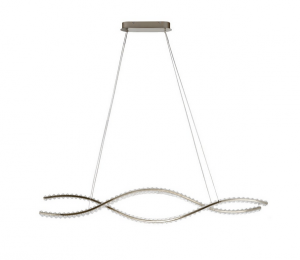 Elegancka lampa wisząca kryształowa LED żyrandol glamour w kolorze chrom podłużna SPARK WAVES 150 cm AZ6564 CCT DIMM + REMOTE CONTROL AZZARDO do salonu jadalni nad stół 