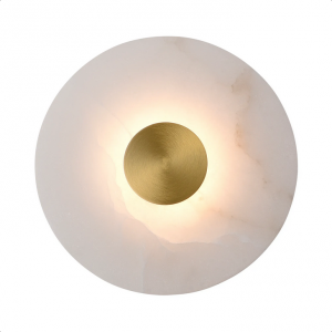 Złoty okrągły kinkiet dekoracyjny z marmuru Art Deco Yaskr DALINIA WL0114 