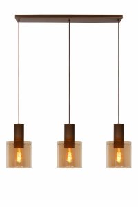 Lampa wisząca miedziana szklane bursztynowe klosze TOLEDO 74405/03/62 Lucide