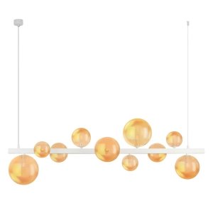 Biała molekularna lampa wisząca listwa bursztynowe szklane klosze BUBBLES 10 AZ5867 + AZ6454 Azzardo 