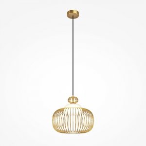 Nowoczesna designerska lampa wisząca owalna metalowa mosiądz Levitation MAYTONI MOD376PL-01G