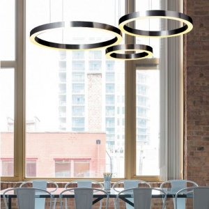 Lampa wisząca nikiel szczotkowany okręgi LED nowoczesna uniwersalna minimalistyczna ściemnialna na pilota CIRCLE ST-8848-80+80+100+120 nickel Step Into Design