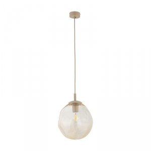 Beżowa lampa wisząca owalny szklany klosz designerska nowoczesna dekoracyjna salonowa LAVA M 11327 TK-LIGHTING