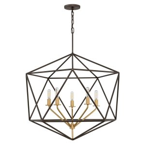 Lampa wisząca Astrid geometryczna 5 źródeł światła świecznikowa rustykalna HK-ASTRID-5P HINKLEY 