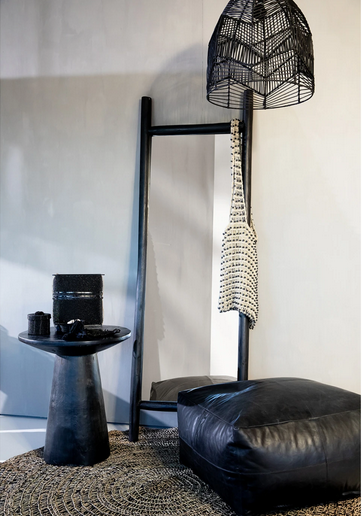 Rattanowy Klosz do Lampy Wiszącej w Stylu Boho Czarna BALA BAYU012B-L-50x50 BAZAR BIZAR
