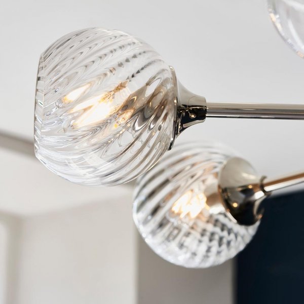 Dekoracyjna Lampa Wisząca Vintage Szklane Klosze Kule Nikiel ALLEGRA 104051 ENDON