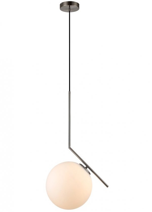 LAMPA WISZĄCA BIAŁA KULA FABIO MDM-7475/1-M-SN SREBRNA DESIGNERSKA 