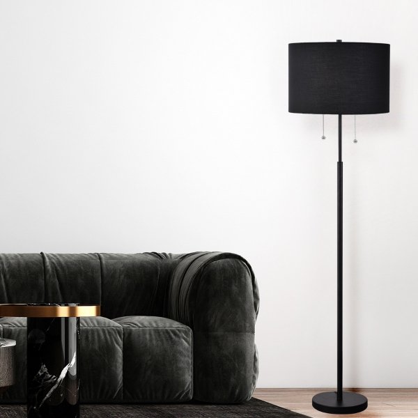 Klasyczna Lampa Stojąca Czarna Drewniane Elementy FOGO LP-0304/2F BK LIGHT PRESTIGE