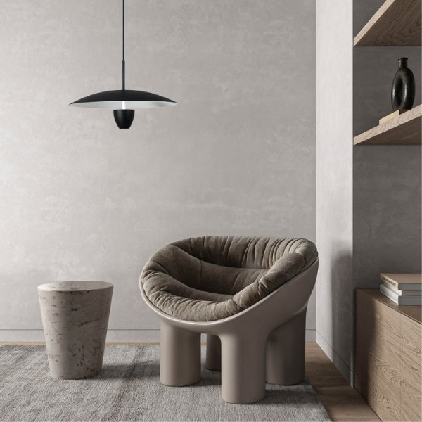 Nowoczesna czarna lampa wisząca ozdobna LED CCT metalowa industrialna minimalistyczna UFO S LP-0408/1P S BK BK LIGHT PRESTIGE