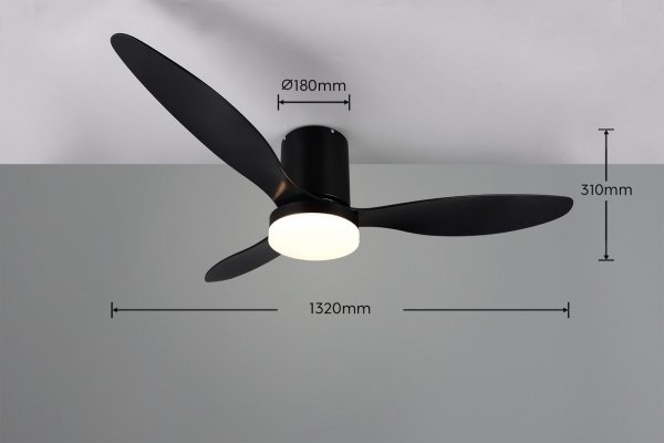Nowoczesna lampa sufitowa z wiatrakiem LED czarna klasyczna minimalistyczna ściemnialna na pilota GÖTEBORG R64202132 Rl