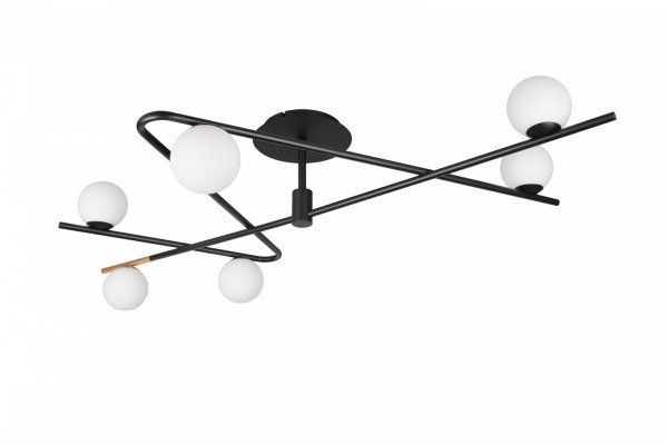 Lampa sufitowa dekoracyjny czarno złoty plafon w nowoczesnym stylu szklane klosze kule FLAMING 668900680 TRIO SELECT
