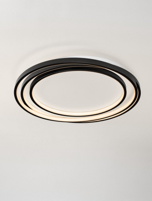 Nowoczesny plafon lampa sufitowa LED czarny okręgi ringi uniwersalny minimalistyczny ściemnialny TELVIRA LE45502 Luces Exclusivas 