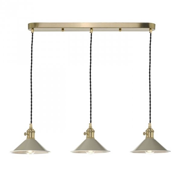Mosiądzowana Lampa Wisząca Vintage Ciemnoszare Klosze HADANO HAD3640-06 DAR LIGHTING