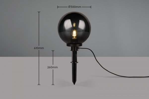 Minimalistyczny Czarny Słupek Ogrodowy Kula BOLO R57042054 RL