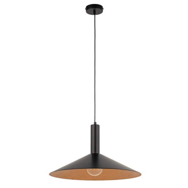 Lampa wisząca zwis pojedynczy płaski talerz Capri S Sigma 41008 czarny/miedziany jadalniana nad stół