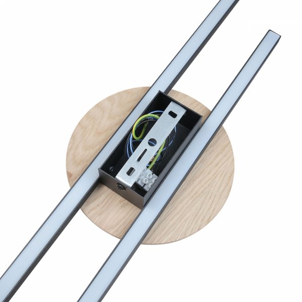 Nowoczesna lampa ścienna kinkiet LED podwójna listwa czarna z drewnianymi elementem minimalistyczna rustykalna JAVA BLACK WOOD 1369 TK-Lighting