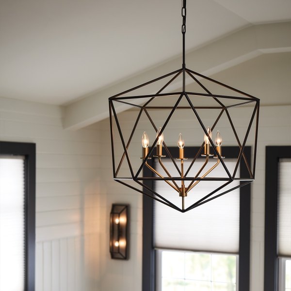 Lampa wisząca Astrid geometryczna 5 źródeł światła świecznikowa rustykalna HK-ASTRID-5P HINKLEY 