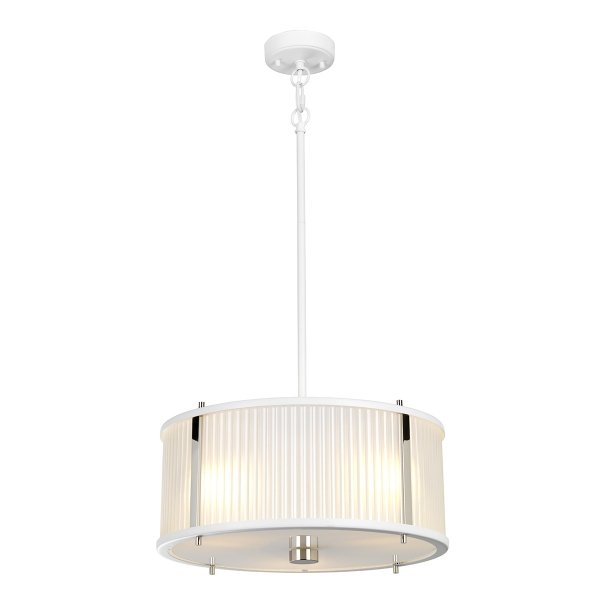 Lampa wisząca Corona 3 źródła światła satynowa biel / polerowany nikiel elegancka minimalistyczna DL-CORONA-3P-WPN ELSTEAD LIGHTING