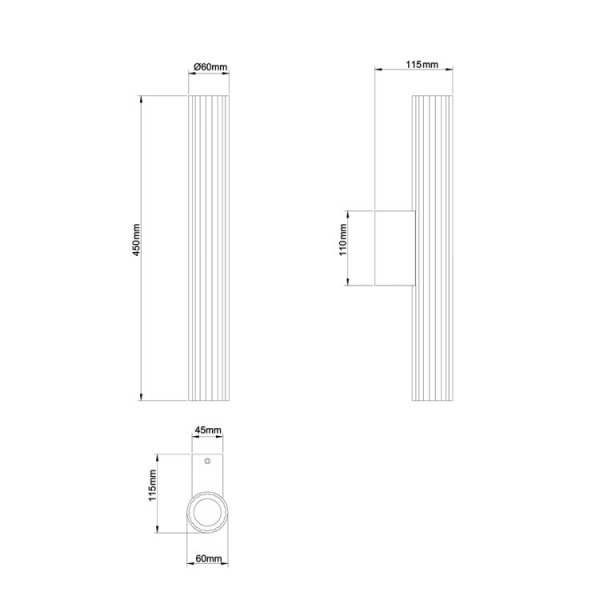 Stylowy nowoczesny designerski kinkiet LED do łazienki w kolorze chrom szklany ryflowany klosz LINEA LP-0510/1W-45 CH CCT Light Prestige IP44
