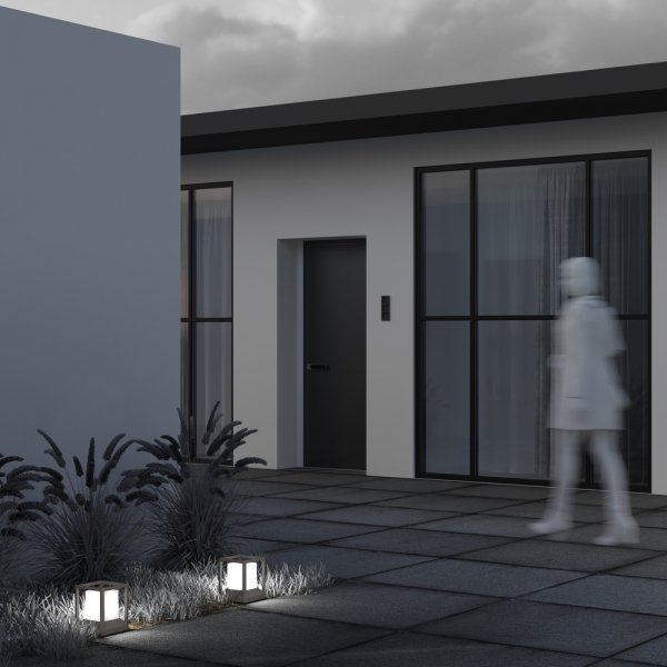 Nowoczesne oświetlenie zewnętrzne lampy stojące kwadrat grafit aluminium Trim MAYTONI O455FL-01GF1