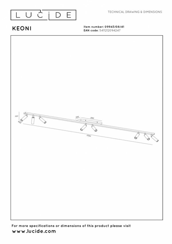 Nowoczesna lampa sufitowa listwa beżowa regulowane tuby uniwersalna minimalistyczna aluminiowa KEONI 09943/08/41 Lucide