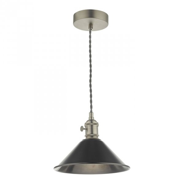 Chrom Lampa Wisząca Vintage Cynowany Klosz HADANO HAD0161-02 DAR LIGHTING