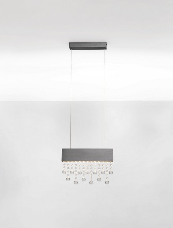 Czarna aluminiowa lampa wisząca LED listwa z kryształkami designerska glamour możliwość ściemniania OLEVIRA LE45148 Luces Exclusivas