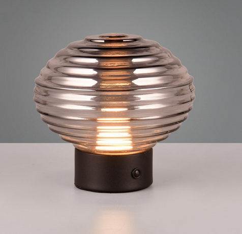 Dekoracyjna Lampka Stołowa LED Dymiony Szklany Klosz EARL R57771154 RL