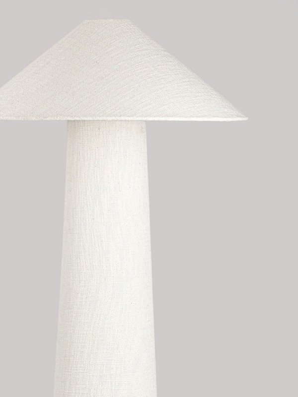 Lampa podłogowa stojąca lniana abażurowa biała rystykalna boho industrialna Luces Exclusivas