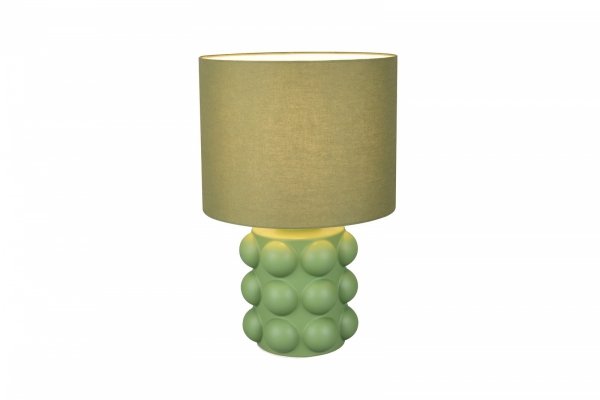 Lampka nocna stołowa ceramiczna podstawa tkaninowy abażur zielona nowoczesna designerska KATE R56481915 Rl