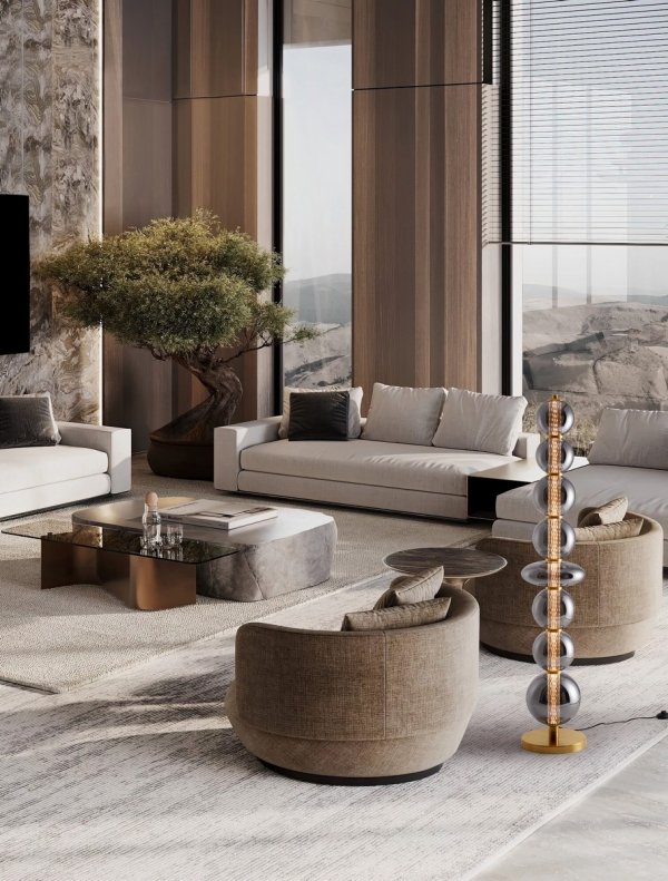Lampa podłogowa LED szklane kule szara designerska nowoczesna możliwość ściemniania BRIVANO LE45144 Luces Exclusivas