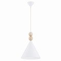 Lampa wisząca stożek z drewnianym dekorem duża skandynawska elegacka KEGEL 8632 Argon