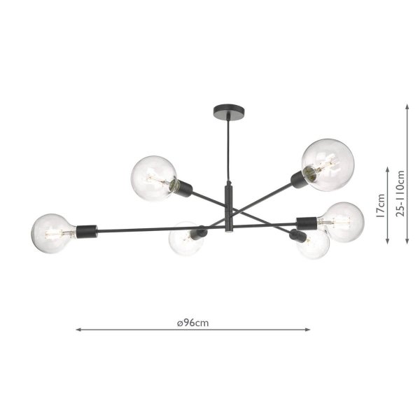 Minimalistyczna Czarna Lampa Wisząca Nowoczesna ALANA ALA0622 DAR LIGHTING