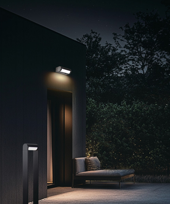 Stylowa lampa elewacyjna na taras i fasadę kinkiet LED regulowany IP65 czarny Azzardo FRAME AZ7015 12W 4000K