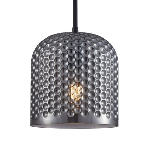 Czarna Lampa Wisząca Dekoracyjny Dymiony Szklany Klosz RENTI PND-25205-1L-BK-SG ITALUX