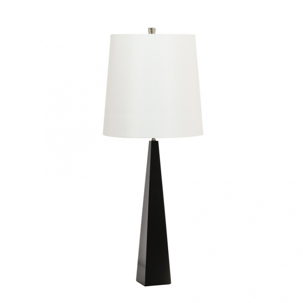 Nowoczesna lampa stołowa czarna salonowa z białym abażurem ASCENT ASCENT-TL-BLK-W Elstead Lighting polerowany nikiel