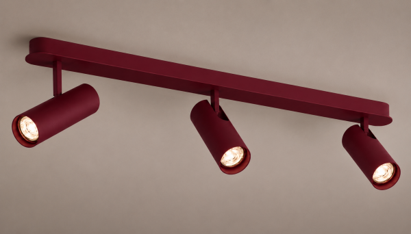 Lampa sufitowa liniowa z 3 reflektorami regulowana bordowa minimalistyczna uniwersalna LINCA 6372 Argon