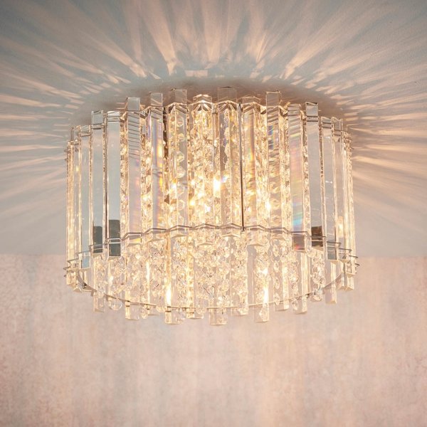 Dekoracyjny plafon sufitowy designerski kryształowy chromowany okrągły glamour klasyczny Hanna 78698 ENDON